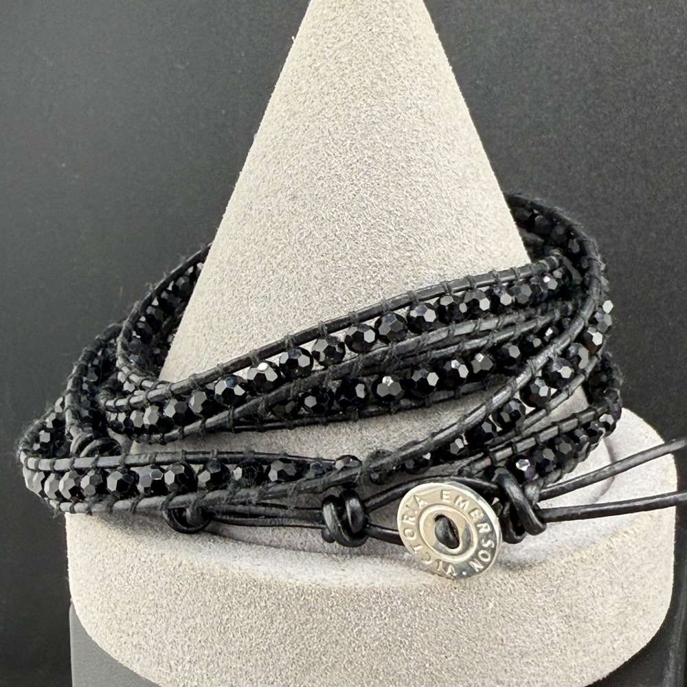 Victoria Emerson Wrap Bracelet‎ Black Adjustable 8.5"